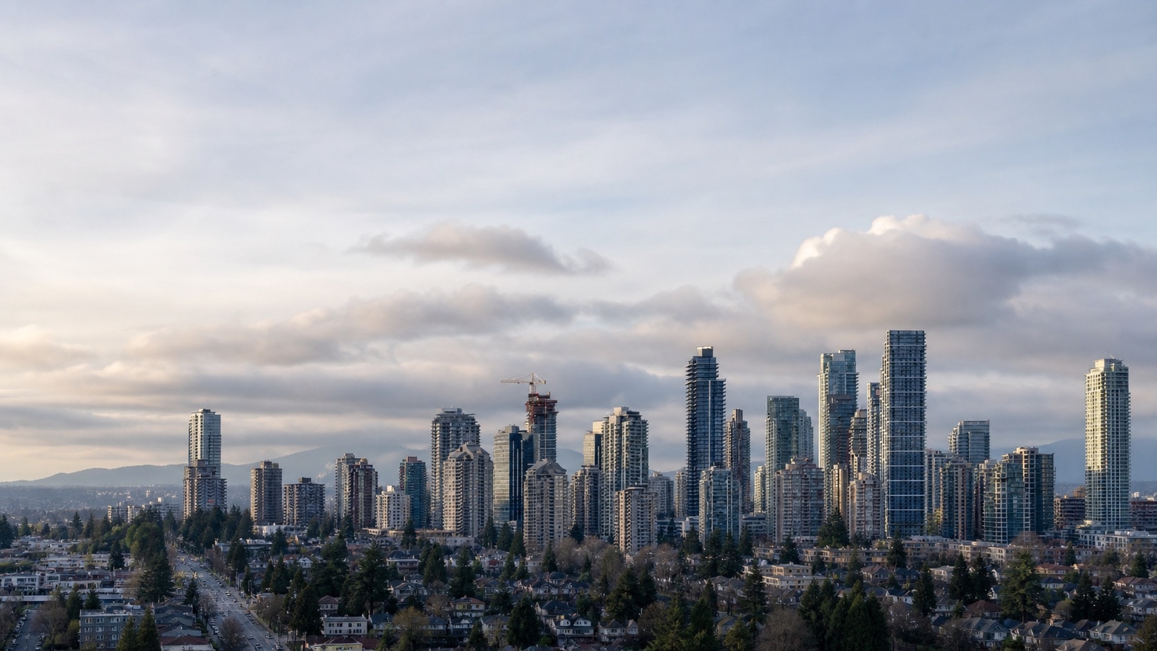 Burnaby Metrotown skyline with high-rise towers and surrounding urban neighbourhoods