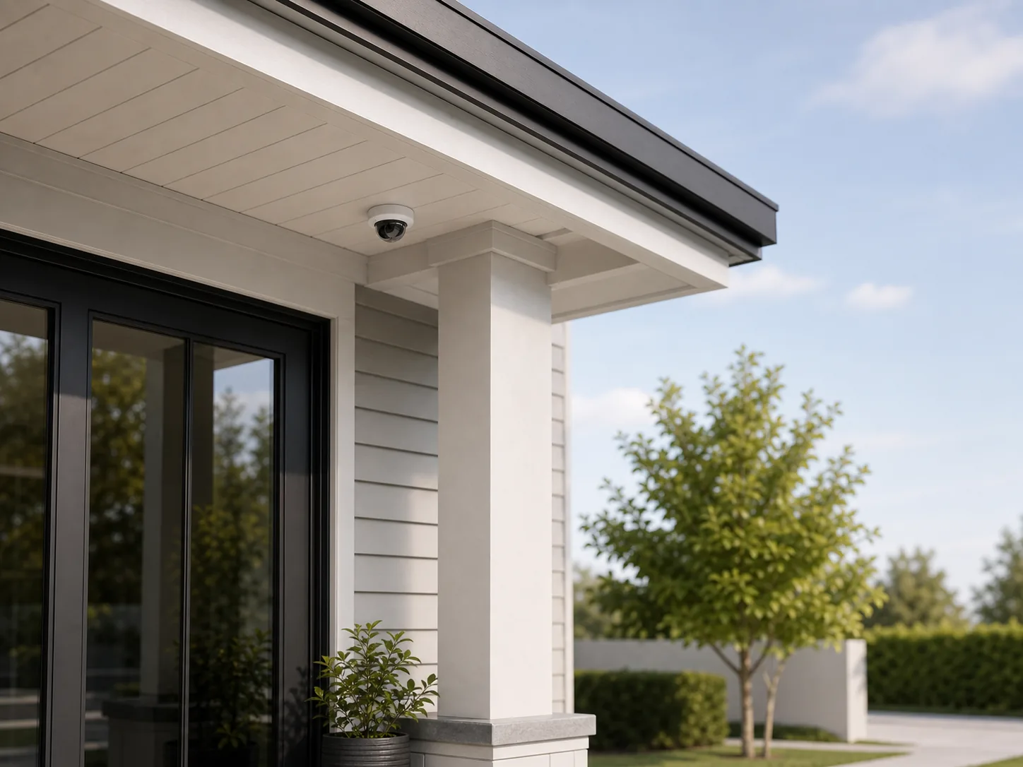 Residential home security camera at a front entrance